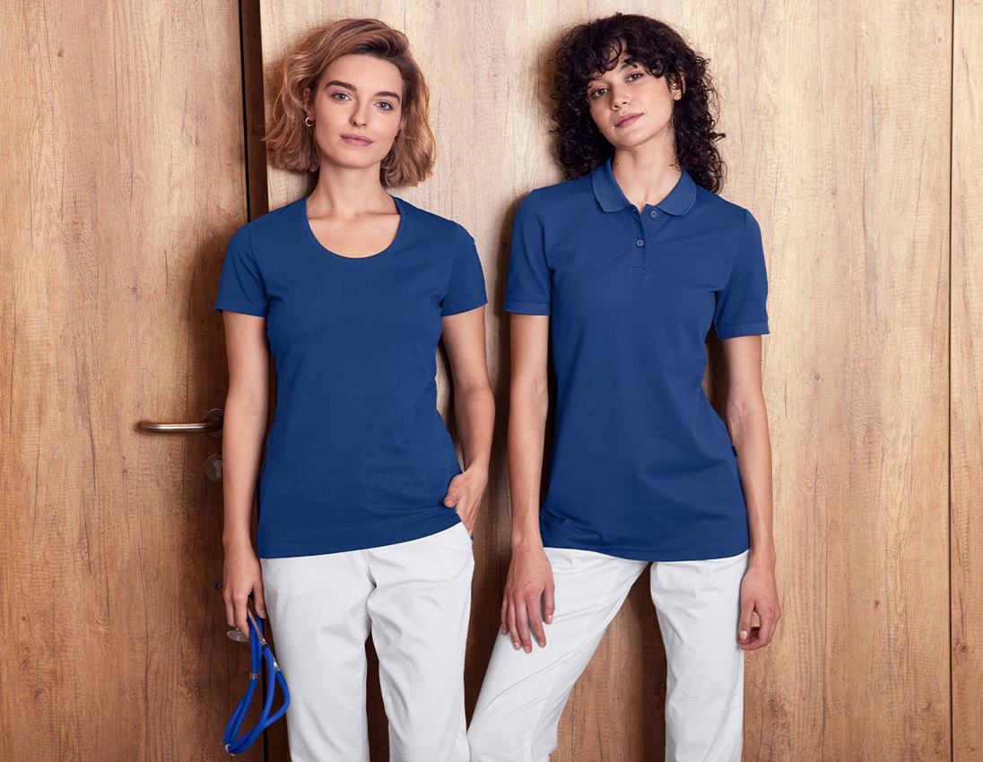 Bovenkleding: e.s. Pique-Polo cotton stretch, dames + alkalisch blauw