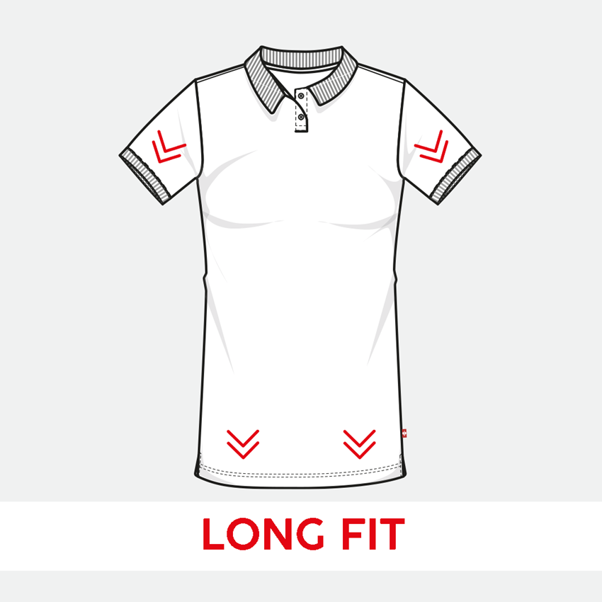 Shirts & Co.: e.s. Piqué-Polo cotton stretch, Damen, long fit + schwarz 2