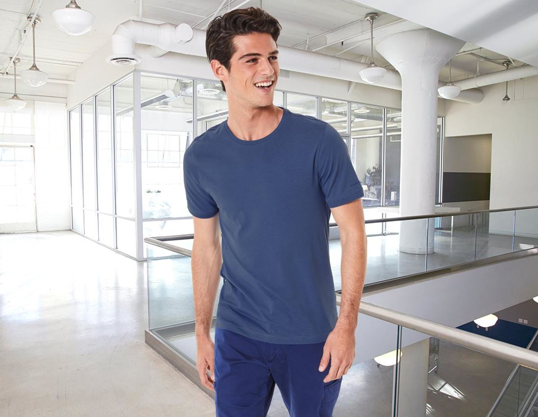 Menuisiers: e.s. T-Shirt cotton stretch, slim fit + cobalt