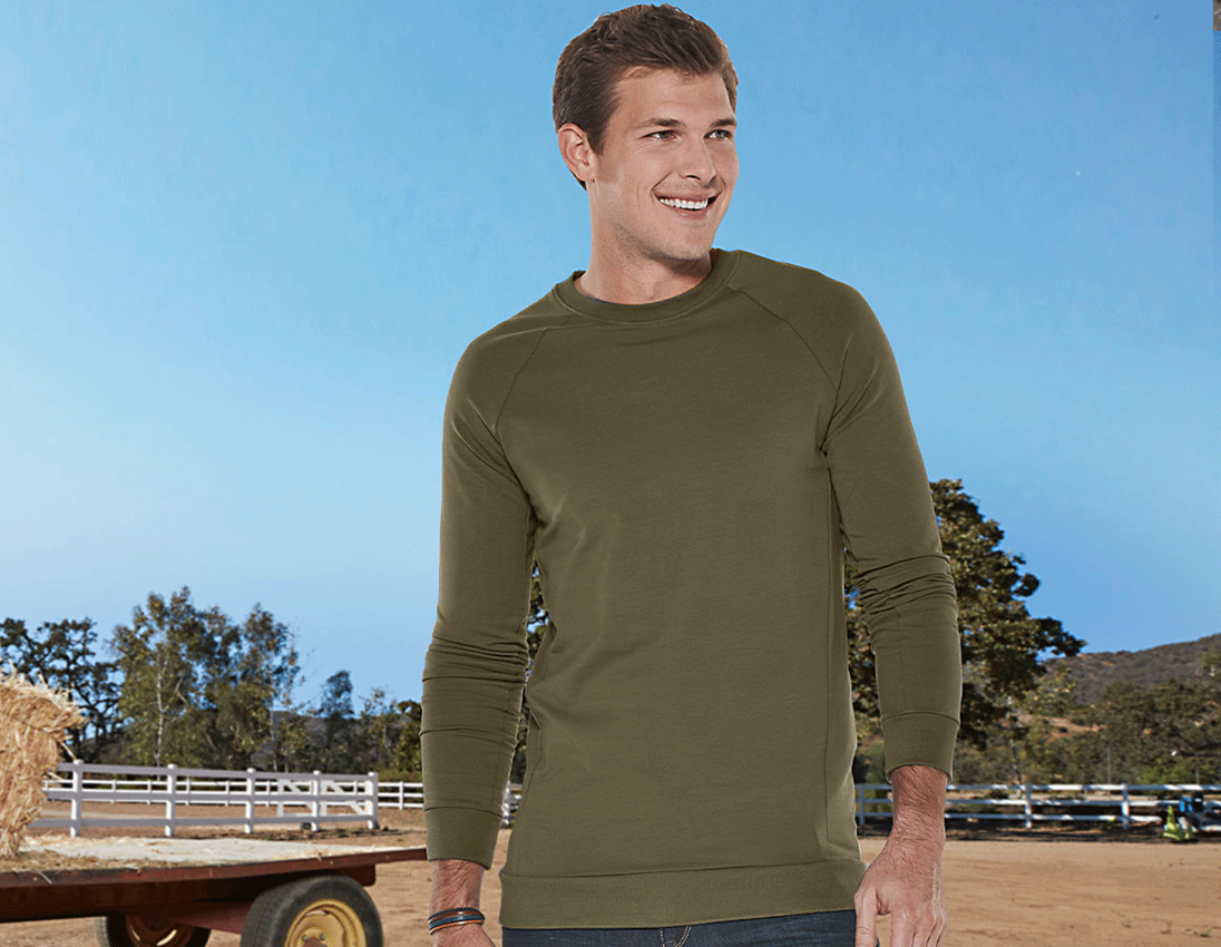 Installateurs / Plombier: e.s. Sweatshirt cotton stretch, long fit + vert boue