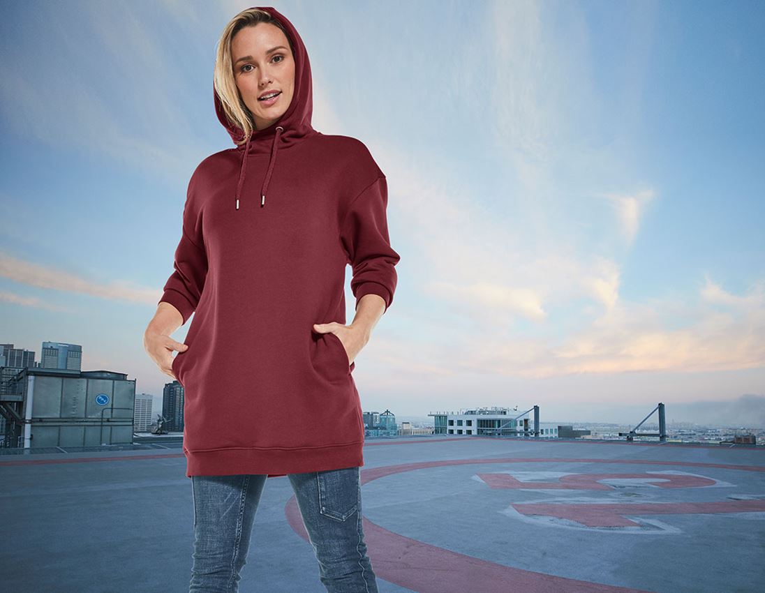 Shirts & Co.: e.s. Oversize Hoody-Sweatshirt poly cotton, Damen + bordeaux