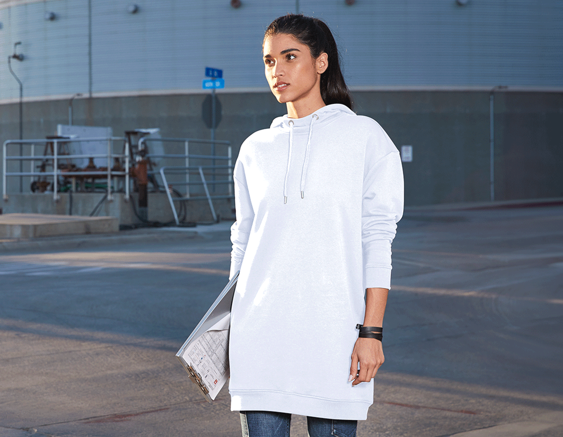 Onderwerpen: e.s. oversize hoody-sweatshirt poly cotton, dames + wit