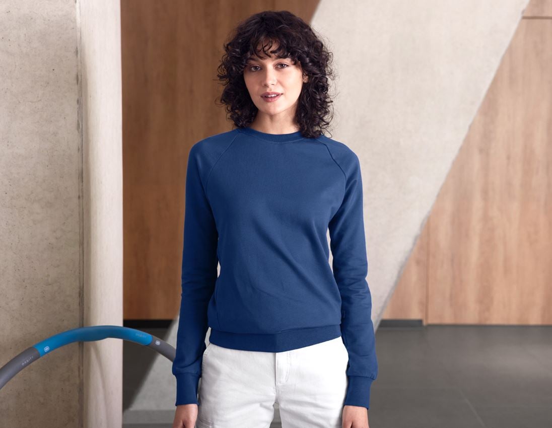 Loodgieter / Installateurs: e.s. Sweatshirt cotton stretch, dames + alkalisch blauw
