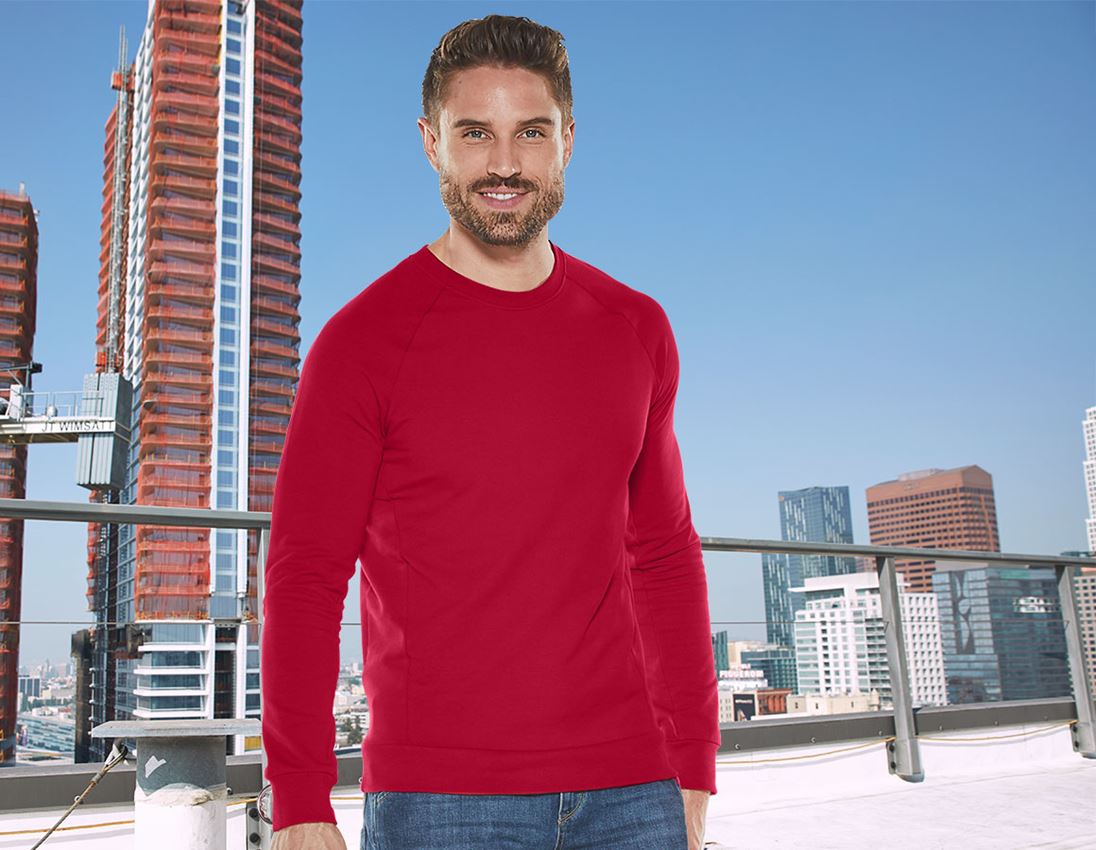 Hauts: e.s. Sweatshirt cotton stretch + rouge vif