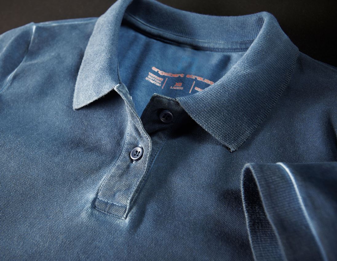 Loodgieter / Installateurs: e.s. Polo-Shirt vintage cotton stretch, dames + antiek blauw vintage 2