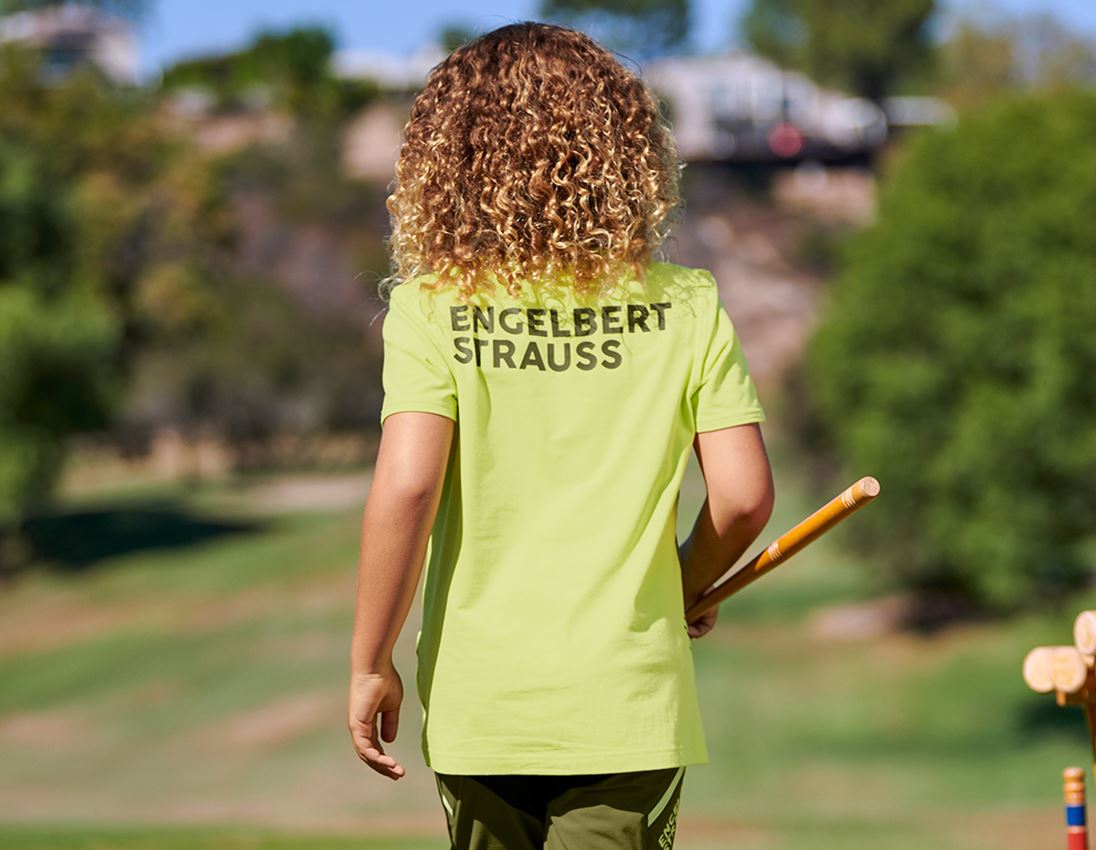 Hauts: T-Shirt e.s.trail graphic, enfants + vert genévrier/vert citron 1