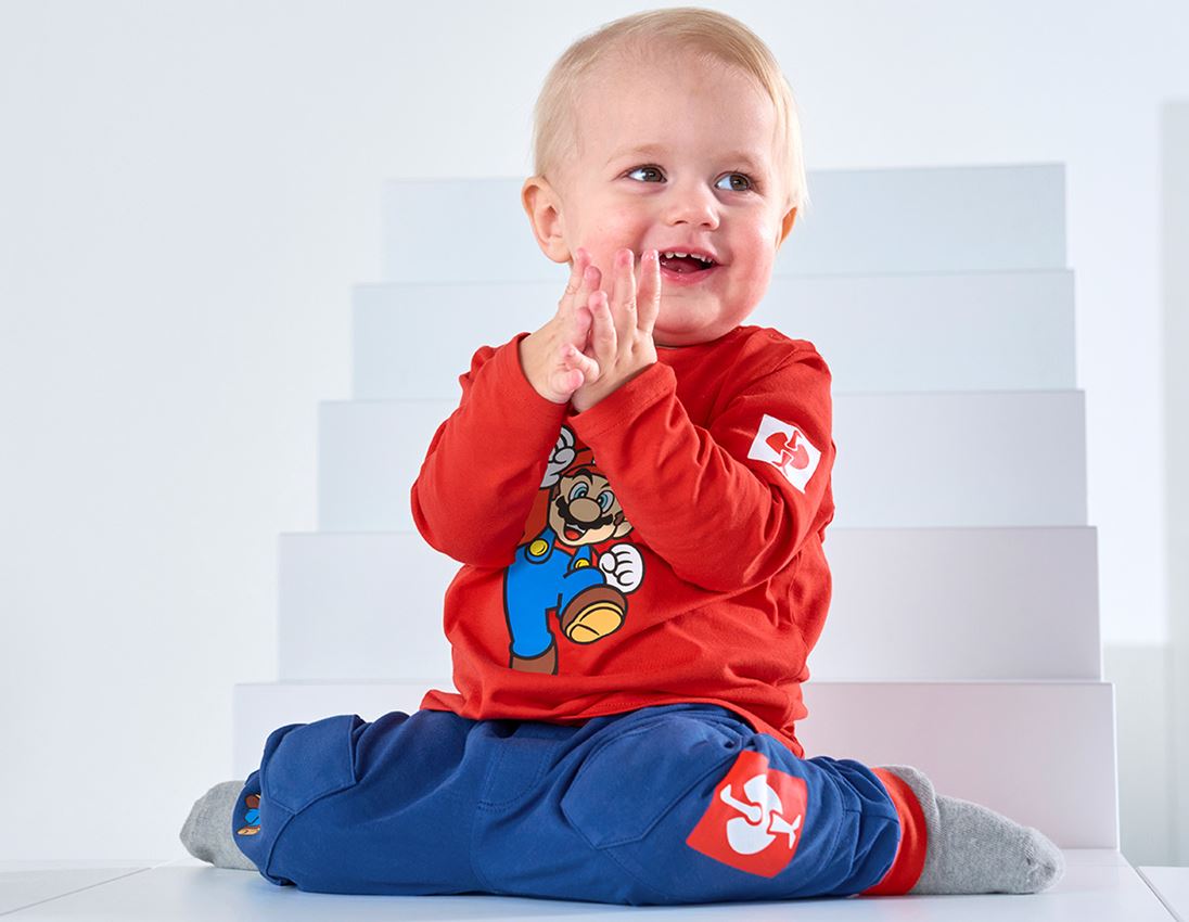 Samenwerkingen: Super Mario babypyjama-set + alkalisch blauw/strauss rood
