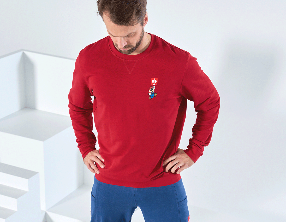 Bovenkleding: Super Mario sweatshirt, heren + vuurrood