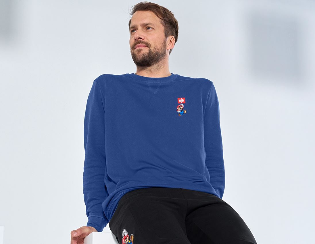 Bovenkleding: Super Mario sweatshirt, heren + alkalisch blauw
