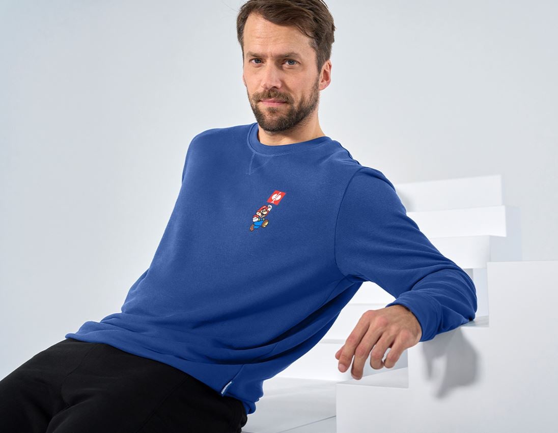 Bovenkleding: Super Mario sweatshirt, heren + alkalisch blauw 1