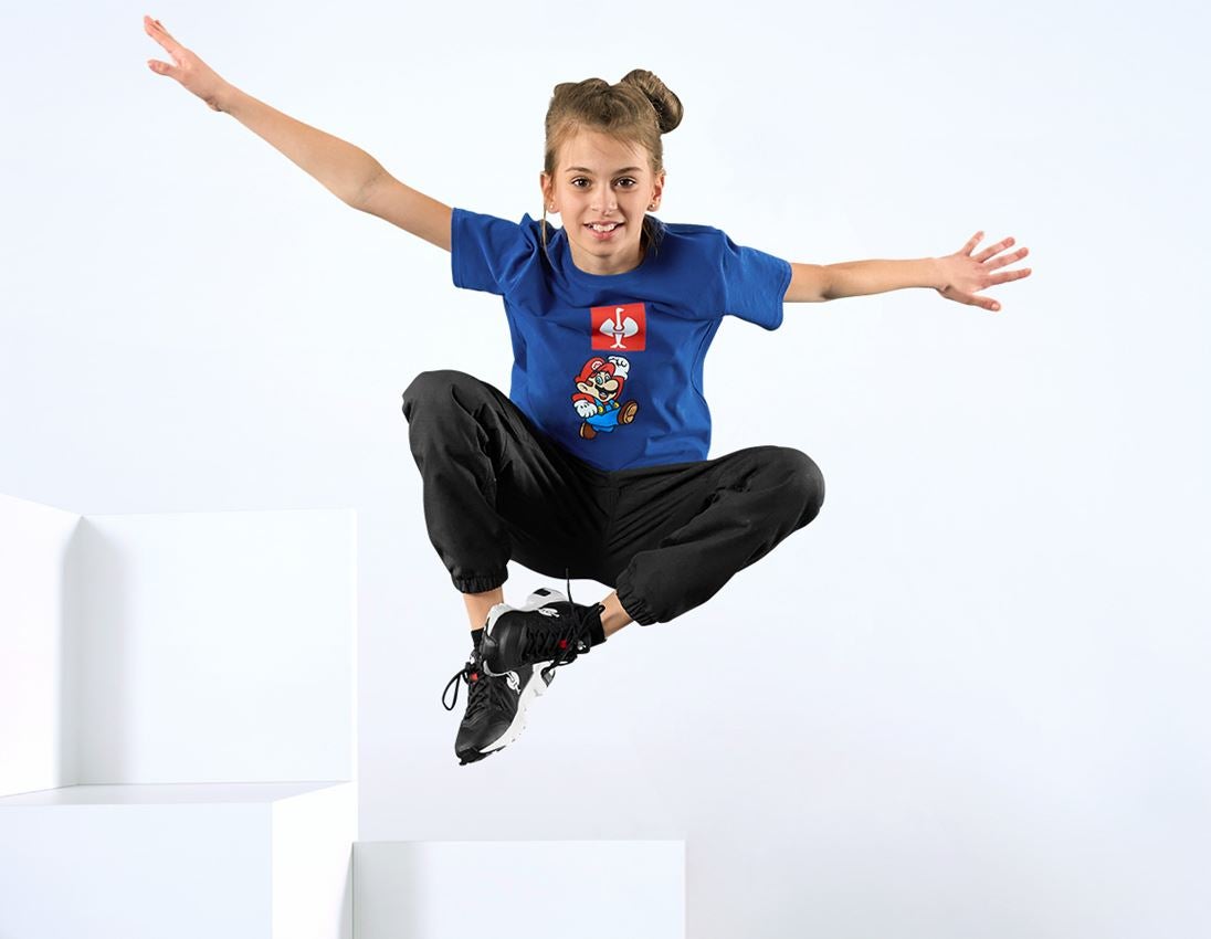 Shirts & Co.: Super Mario T-Shirt, Kinder + alkaliblau 1