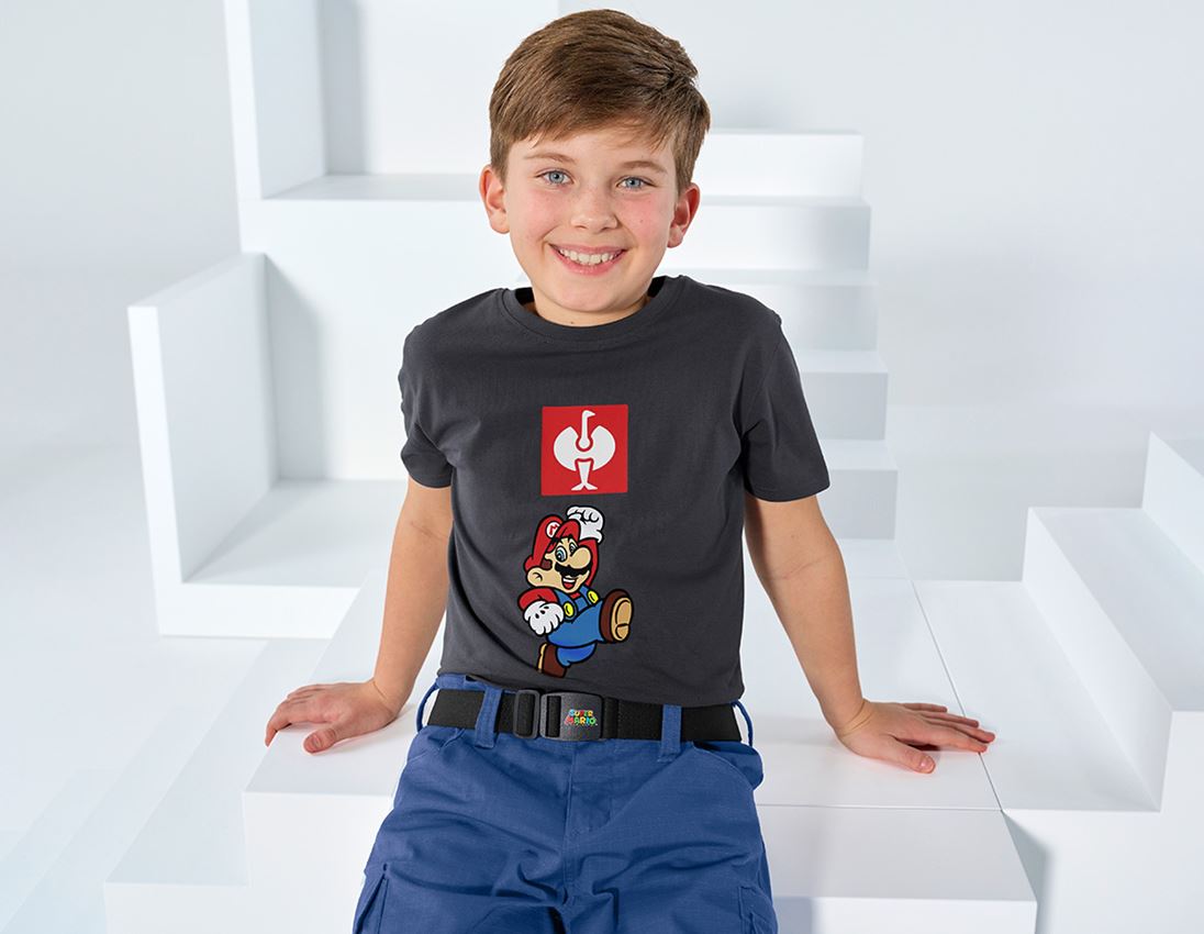 Shirts & Co.: Super Mario T-Shirt, Kinder + anthrazit