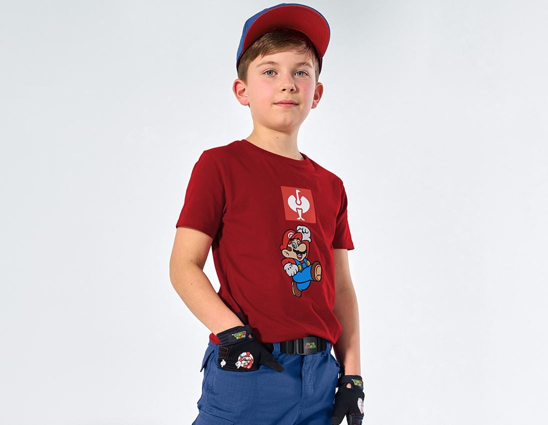 Shirts & Co.: Super Mario T-Shirt, Kinder + feuerrot