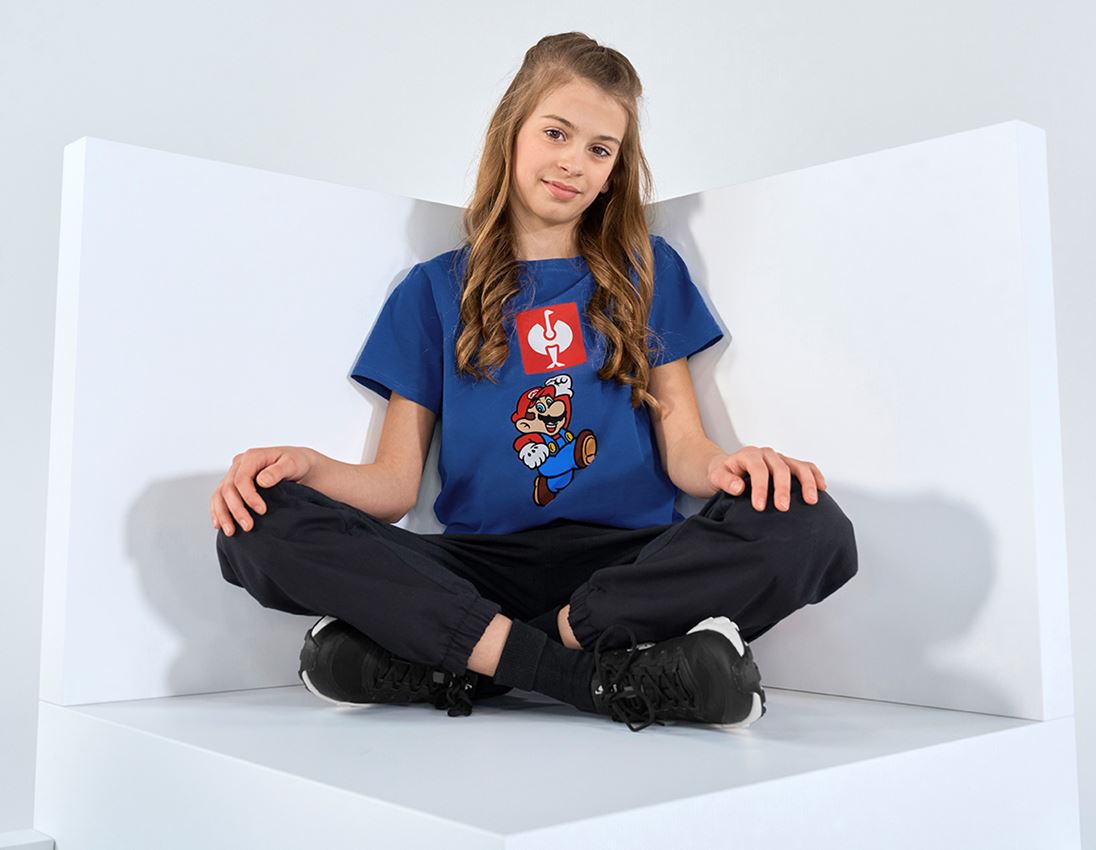 Shirts & Co.: Super Mario T-Shirt, Kinder + alkaliblau