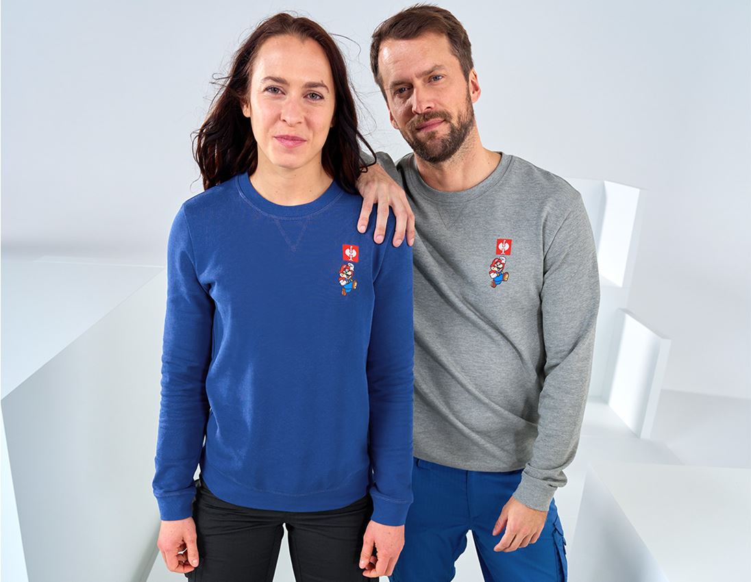 Shirts & Co.: Super Mario Sweatshirt, Damen + alkaliblau 1