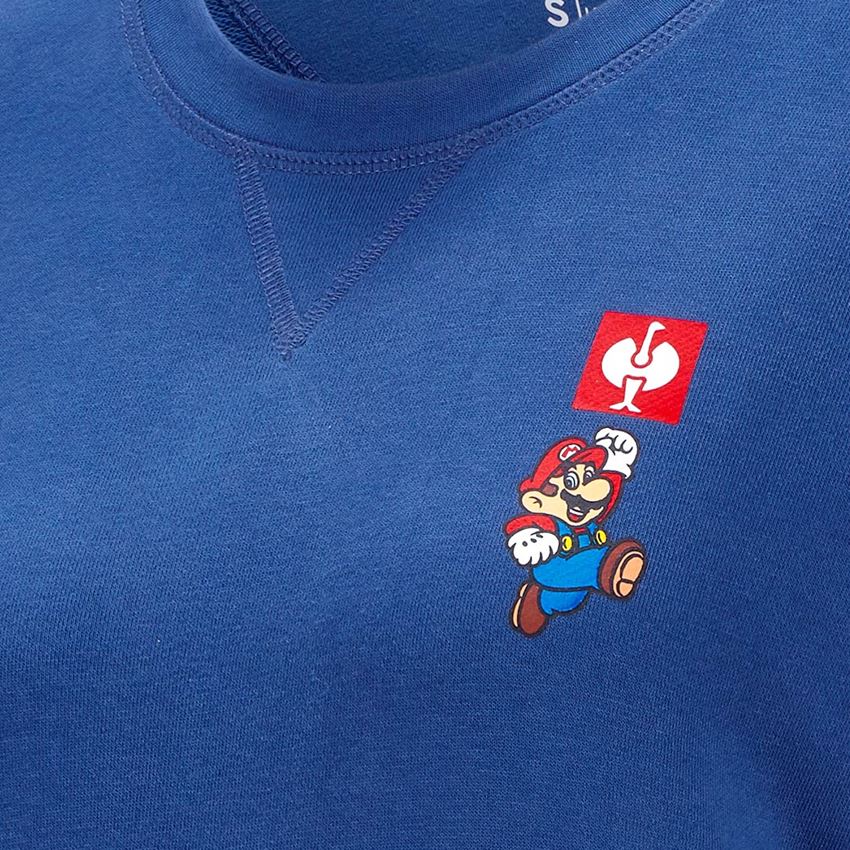 Shirts & Co.: Super Mario Sweatshirt, Damen + alkaliblau 2