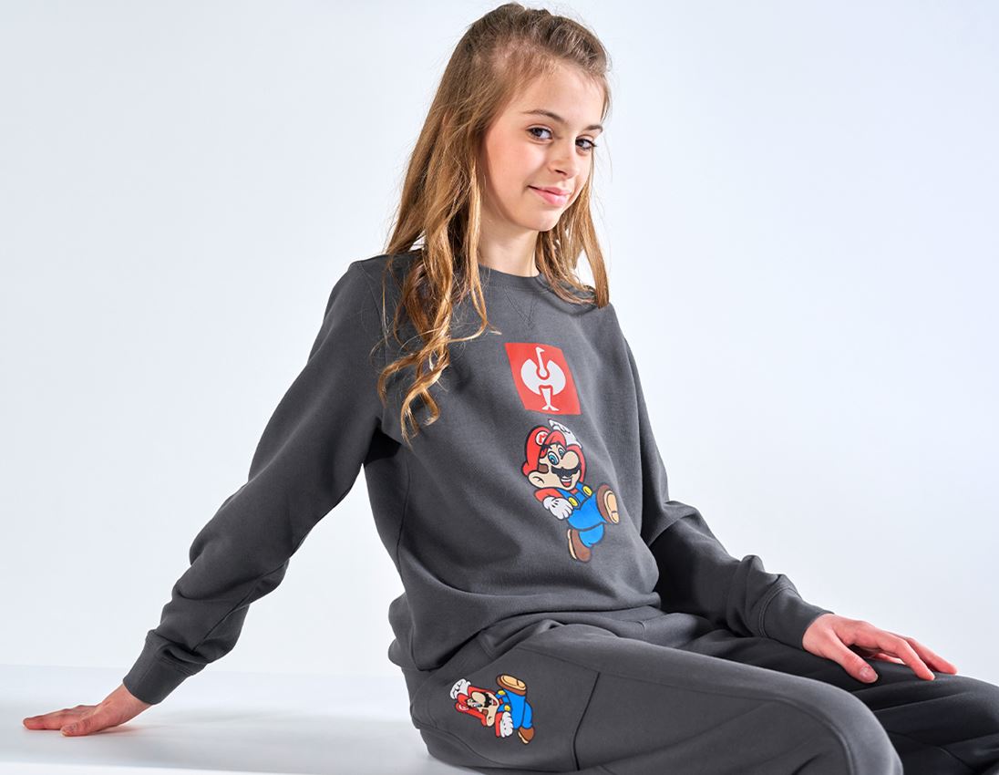 Bovenkleding: Super Mario sweatshirt, kids + antraciet 1