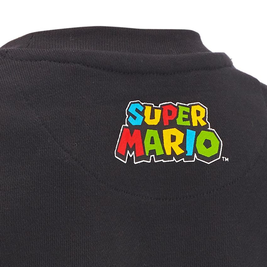 Shirts & Co.: Super Mario Sweatshirt, Kinder + schwarz 2