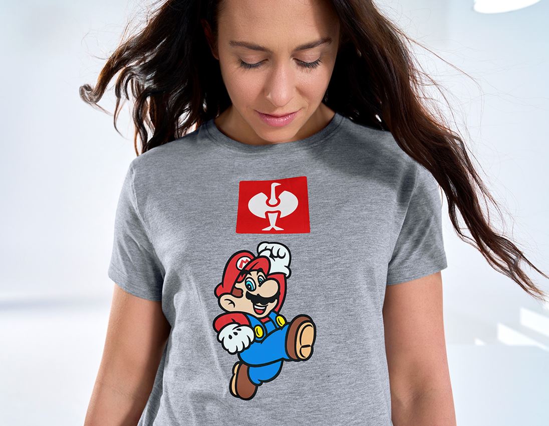 Bovenkleding: Super Mario T-Shirt, dames + grijs mêlee 1