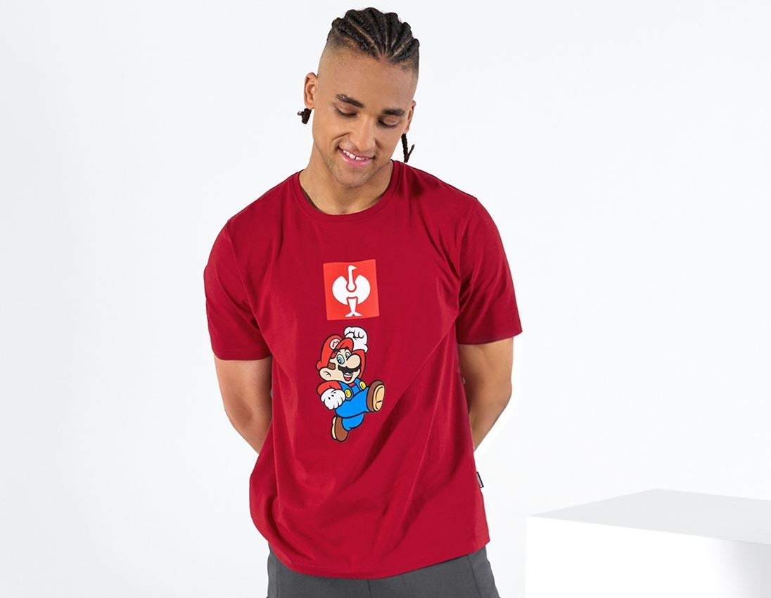 Shirts & Co.: Super Mario T-Shirt, Herren + feuerrot