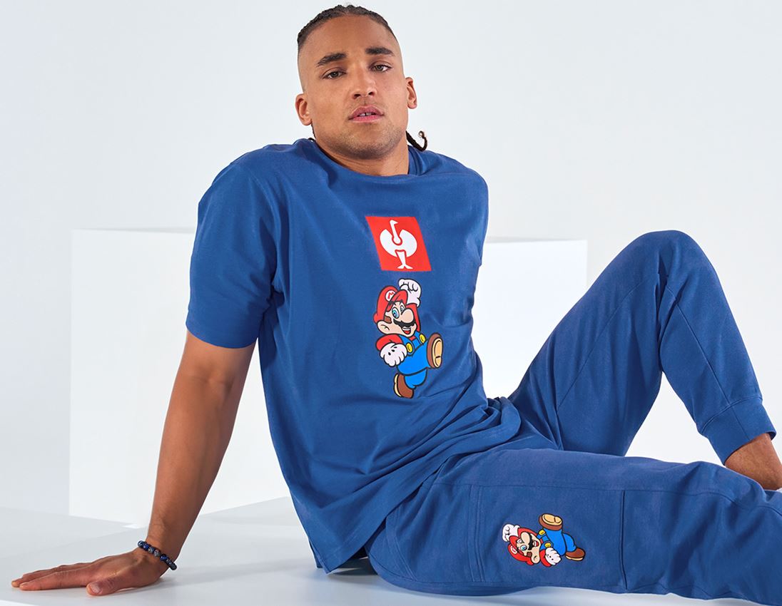 Hauts: Super Mario T-Shirt, hommes + bleu alcalin 3