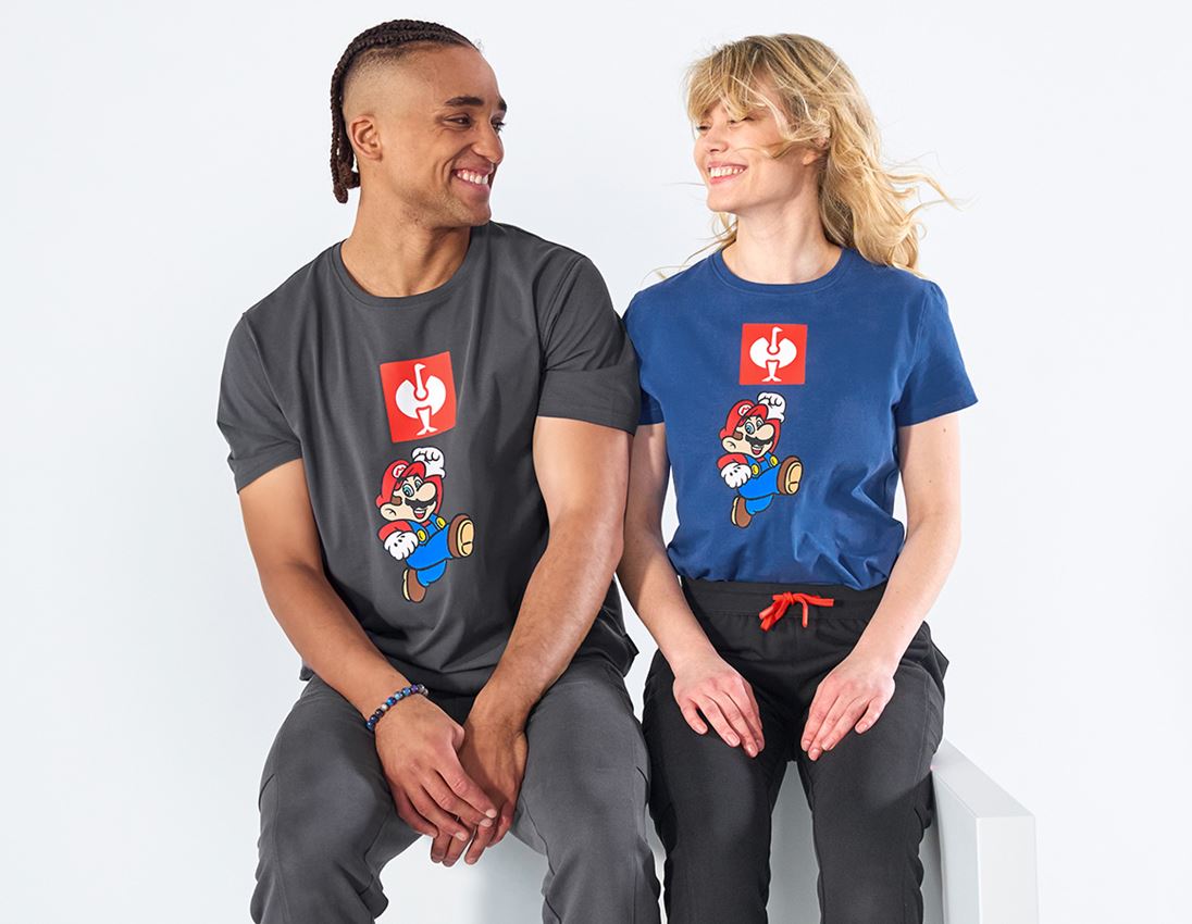 Shirts & Co.: Super Mario T-Shirt, Herren + anthrazit 1