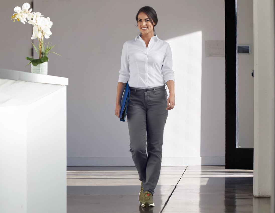 Bovenkleding: e.s. Business-blouse cotton stretch dames reg. fit + wit 1
