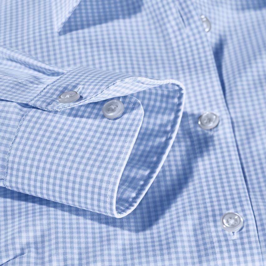 Shirts & Co.: e.s. Business Bluse cotton stretch, Damen reg. fit + frostblau kariert 2