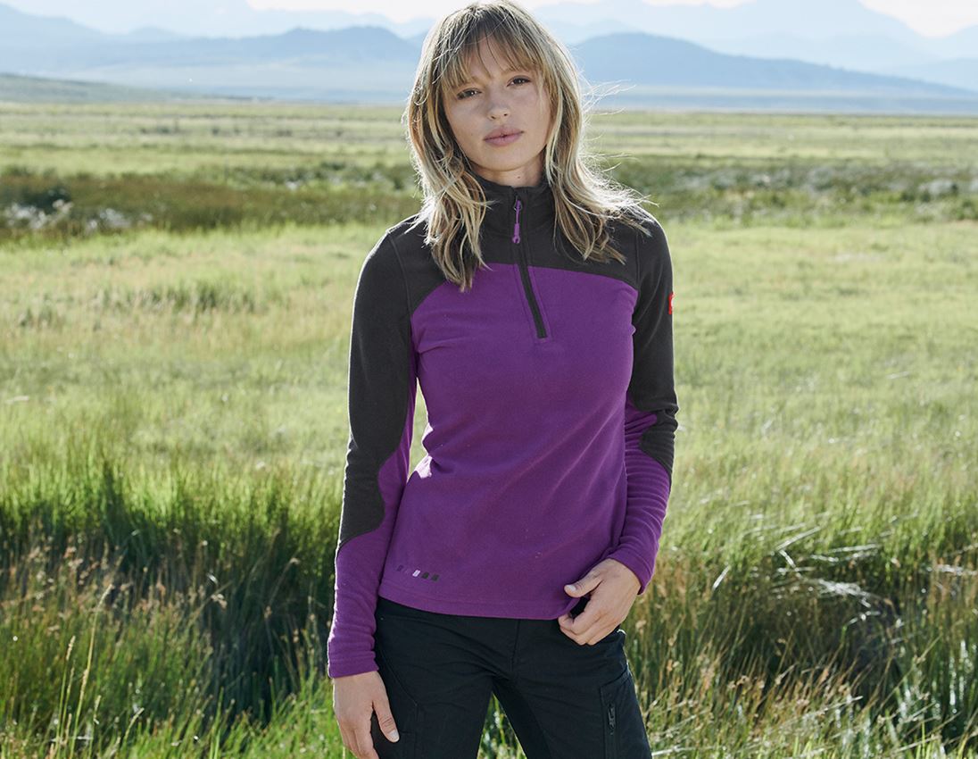Shirts & Co.: Fleece Troyer e.s.motion 2020, Damen + violett/graphit