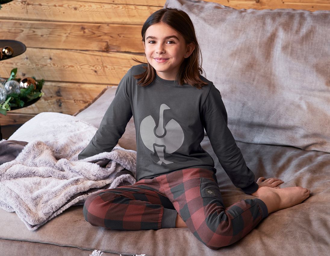 Accessoires: e.s. Pyjama longsleeve, kinderen + carbongrijs