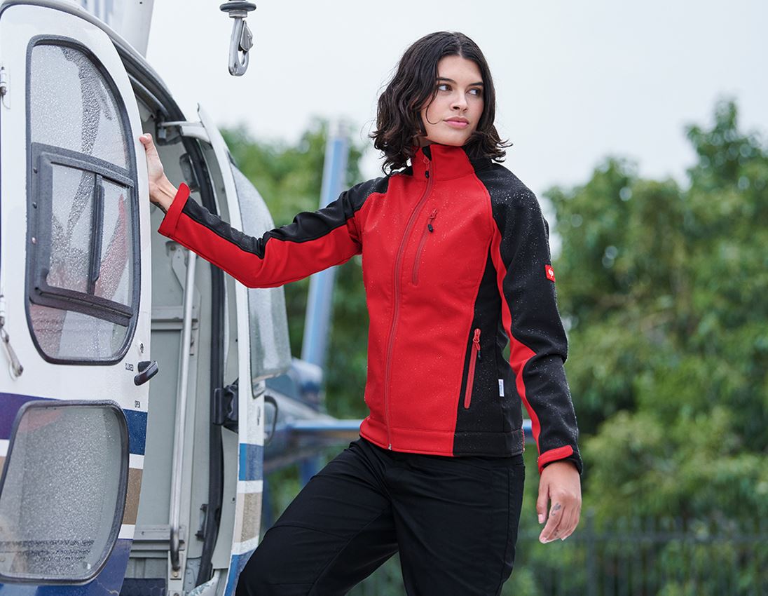 Installateurs / Plombier: Veste Softshell dryplexx® softlight, femmes + rouge/noir 1