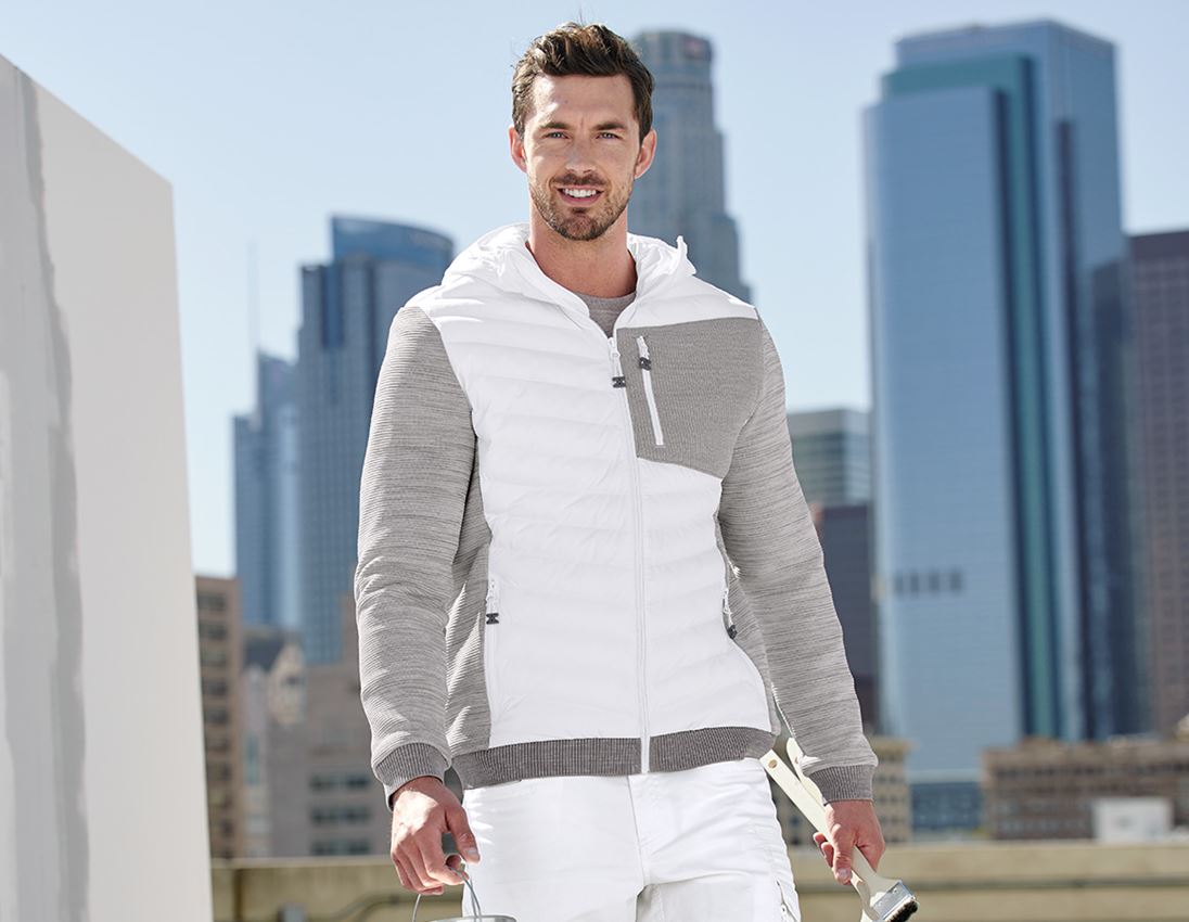 Thèmes: Veste en tricot à capuche hybride e.s.motion ten + blanc mélange