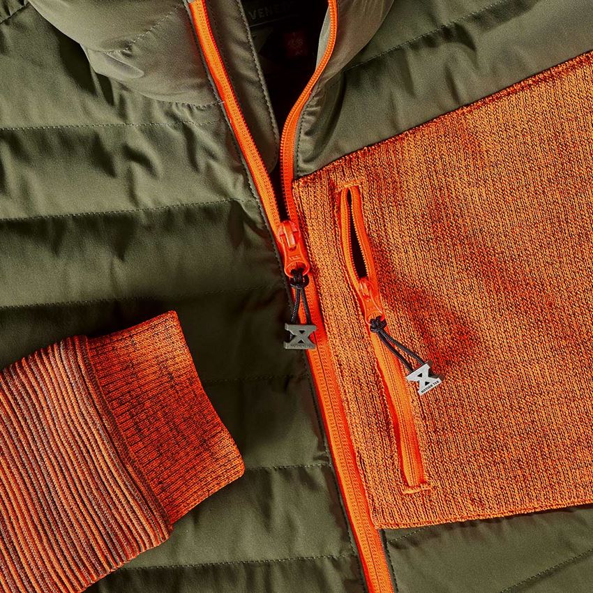 Thèmes: Veste en tricot à capuche hybride e.s.motion ten + vert camouflage/orange fluo mélange 2