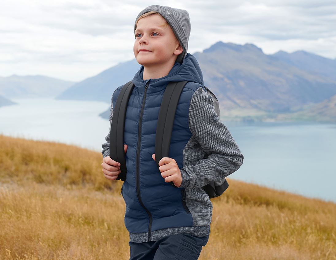 Jacken: Hybrid Kapuzenstrickjacke e.s.motion ten,Kinder + schieferblau melange