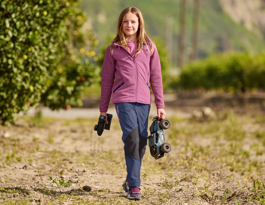 Jassen: Hybride gebreide jack met capuchon e.s.trail,kind. + tarapink/diepblauw 1