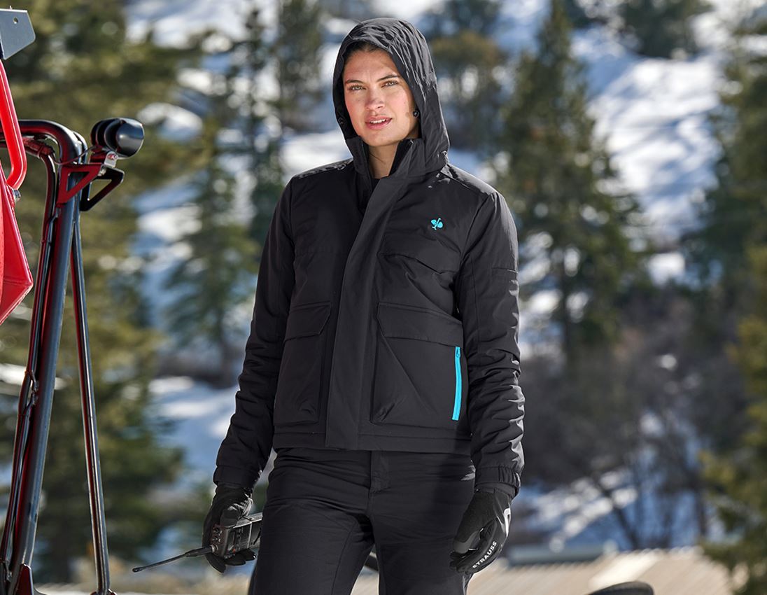 Vestes de travail: Veste d'hiver e.s.trail, femmes + noir/lapis turquoise 3