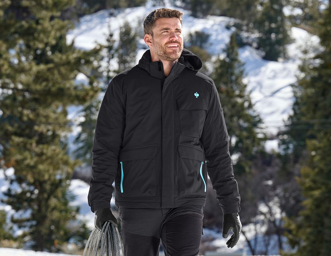 Vestes de travail: Veste d'hiver e.s.trail + noir/lapis turquoise