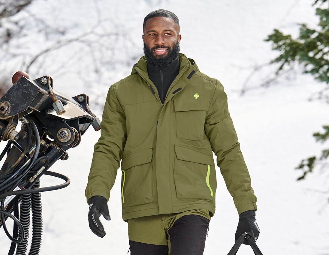 Vestes de travail: Veste d'hiver e.s.trail + vert genévrier/vert citron