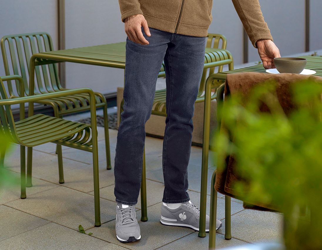 Pantalons de travail: e.s. Jeans élastique 5 poches d’hiver + darkwashed
