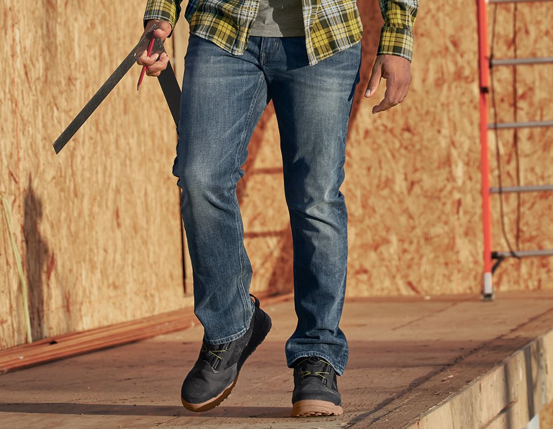 Pantalons de travail: e.s. Jeans stretch à 5 poches avec poche mètre + mediumwashed