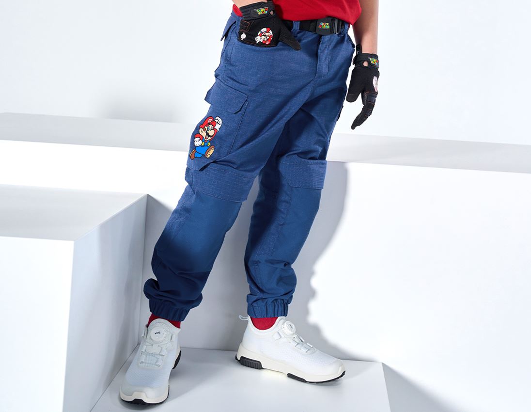 Pantalons: Super Mario Pantalon Cargo, enfants + bleu alcalin