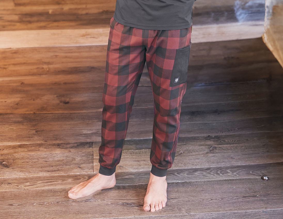 Accessoires: e.s. Pyjama Pantalon + rouge oxyde/gris carbone