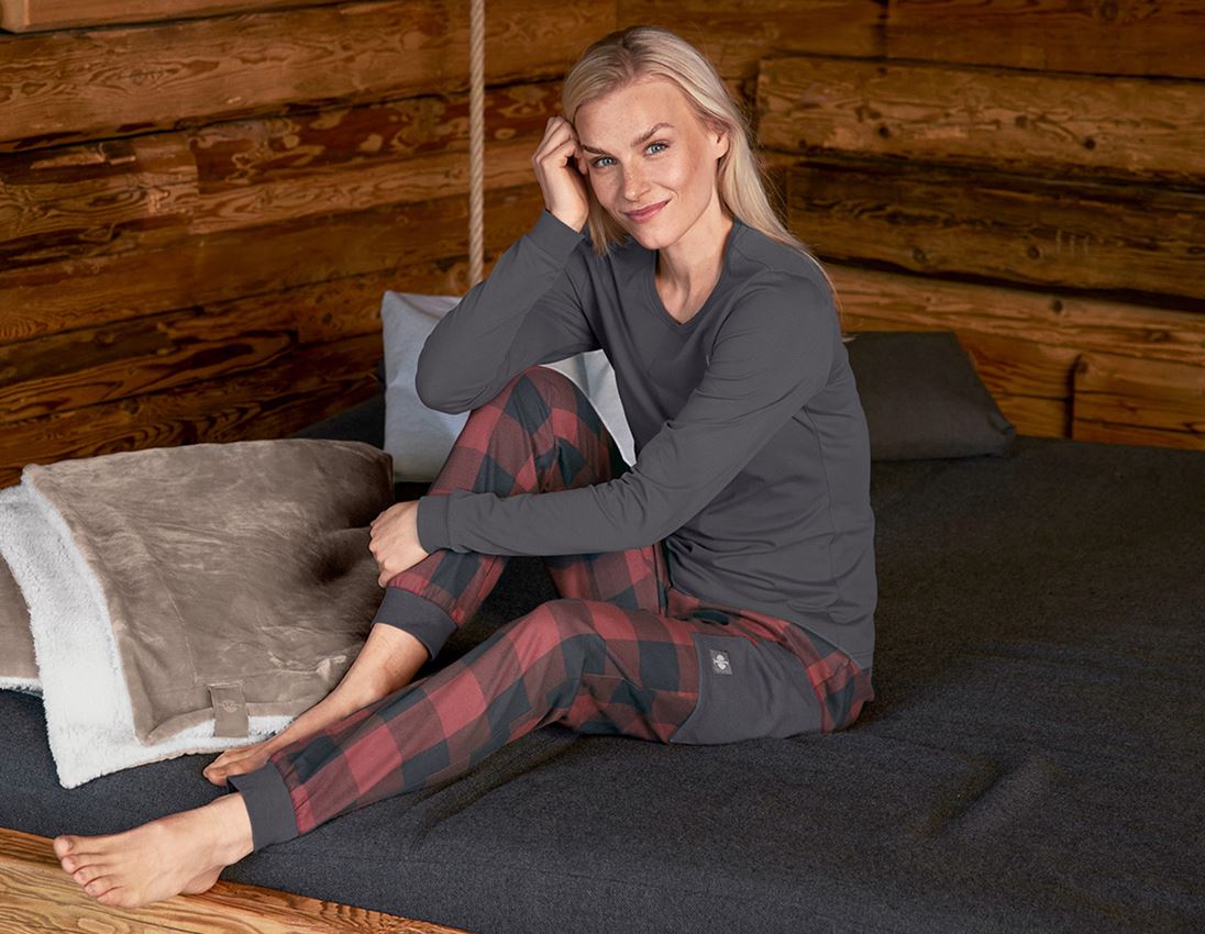 Accessoires: e.s. Pyjama Pantalon, femmes + rouge oxyde/gris carbone 1