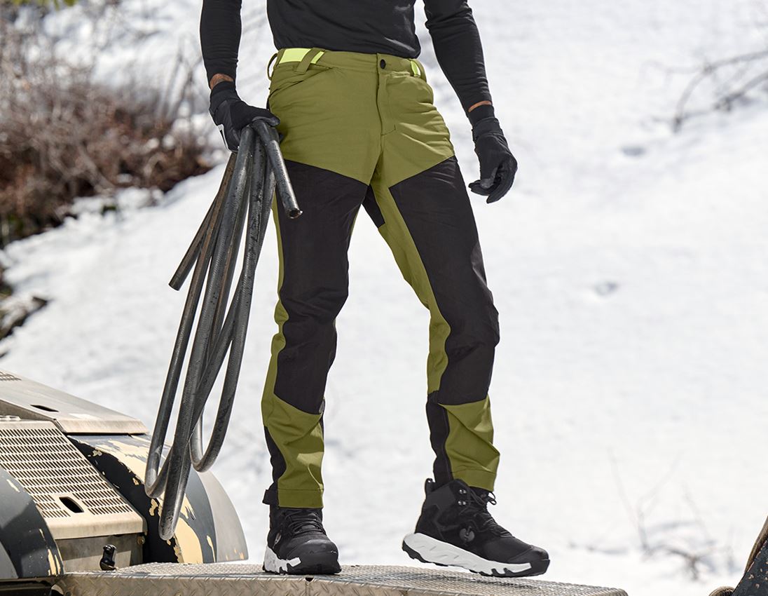 Pantalons de travail: Pantalon de fonction hybride e.s.trail + vert genévrier/vert citron