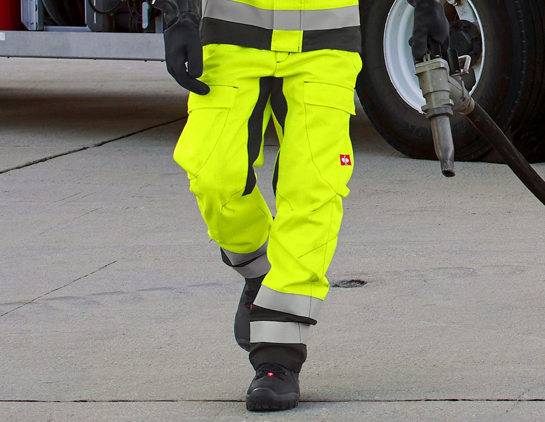 Pantalons de travail: e.s.Pantalon à taille élastique multinorm high-vis + jaune fluo/noir