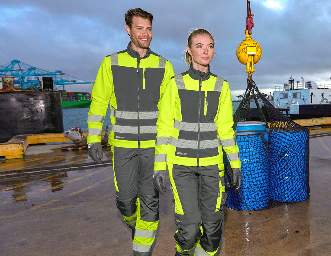 Vestes de travail: Veste softshell de signalisation e.s.motion 24/7 + anthracite/jaune fluo 4