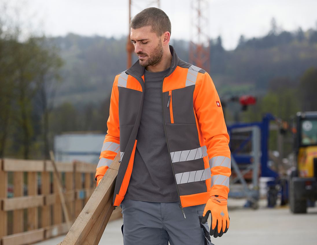 Vestes de travail: Veste softshell de signalisation e.s.motion 24/7 + anthracite/orange fluo 1