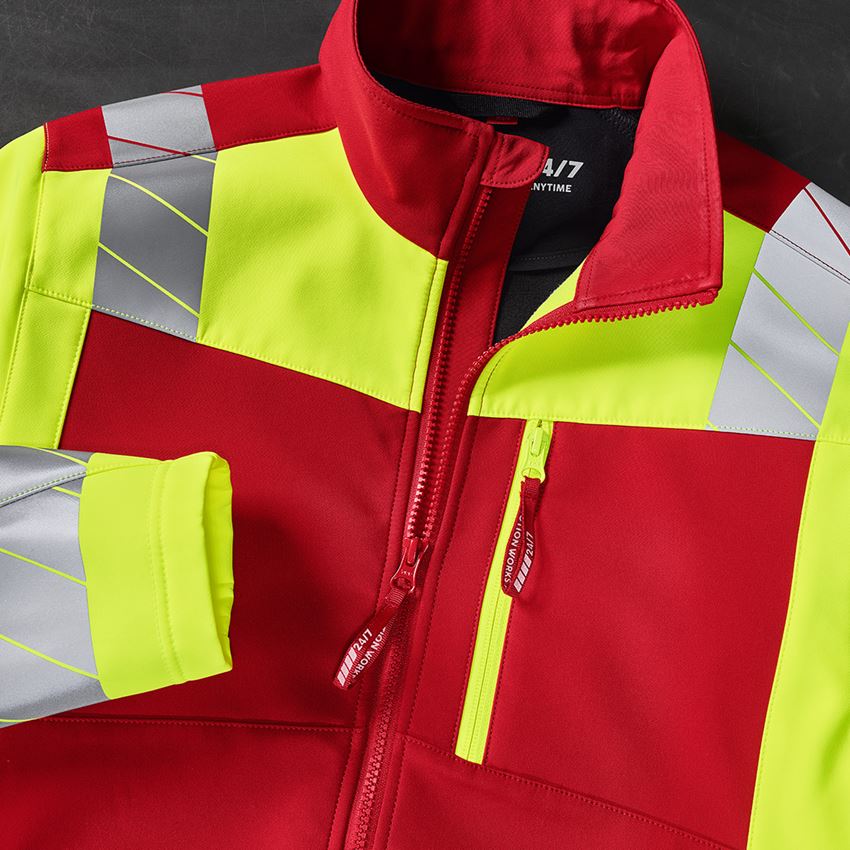 Werkjassen: Veiligheids-softshell-jack e.s.motion 24/7 + rood/signaalgeel 2