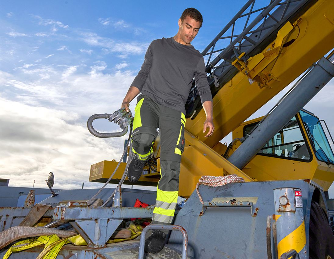 Thèmes: Pantalon à taille élast. signal. e.s.motion 24/7 + anthracite/jaune fluo 5