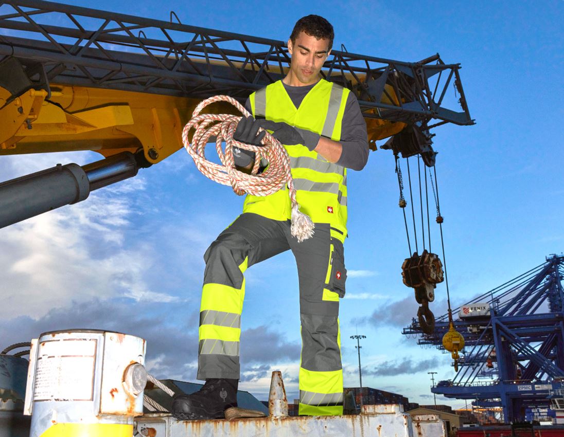 Thèmes: Pantalon à taille élast. signal. e.s.motion 24/7 + anthracite/jaune fluo 7